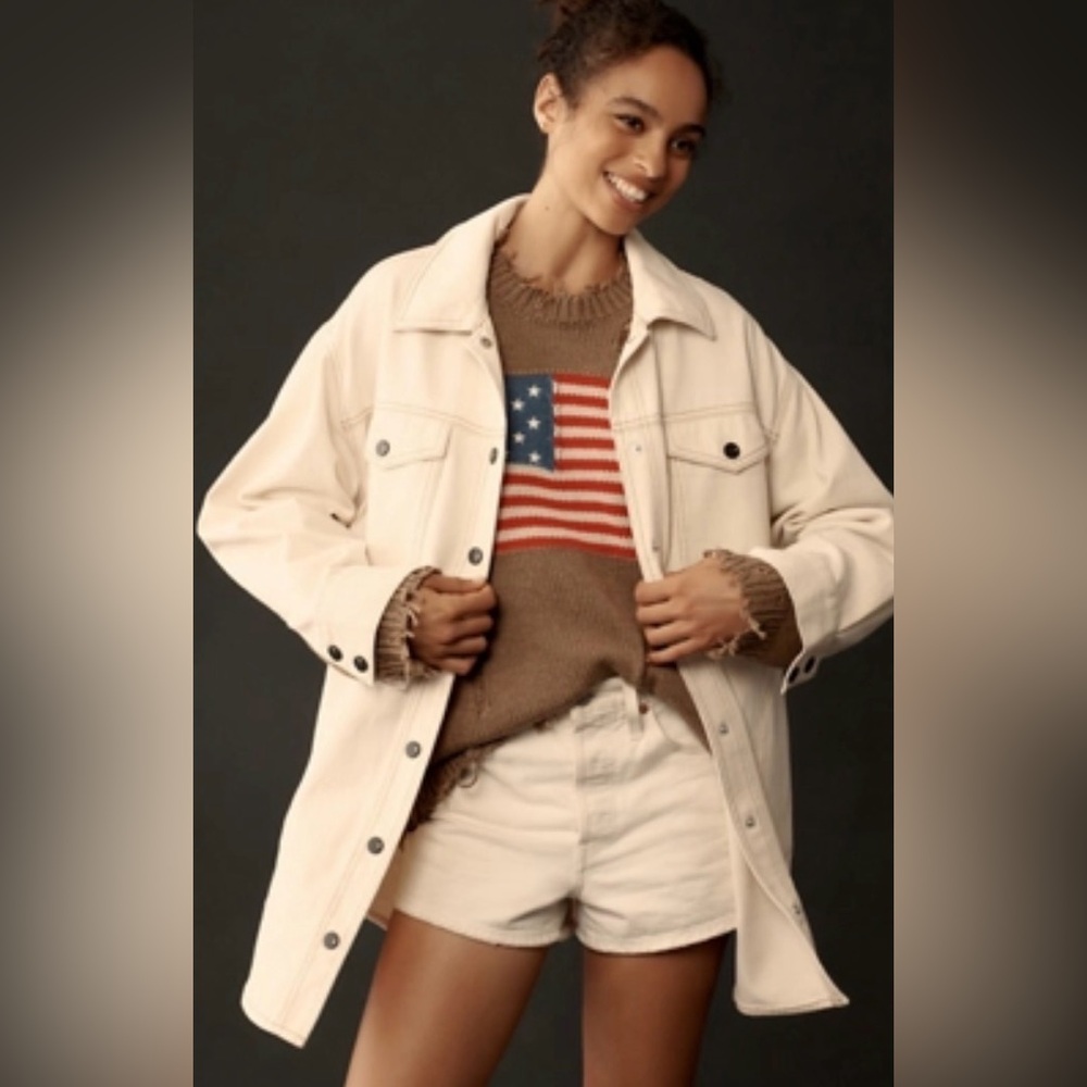 THE TILLIE RELAXED DENIM SHACKET BY PILCRO Sz L